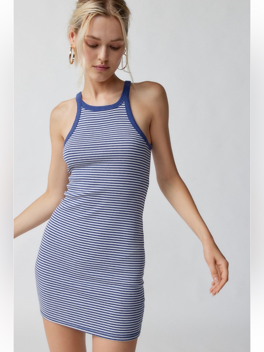 Urban Outfitters | Out From Under 90’s Tank Top Stripe Mini Dress Blue Large EUC
